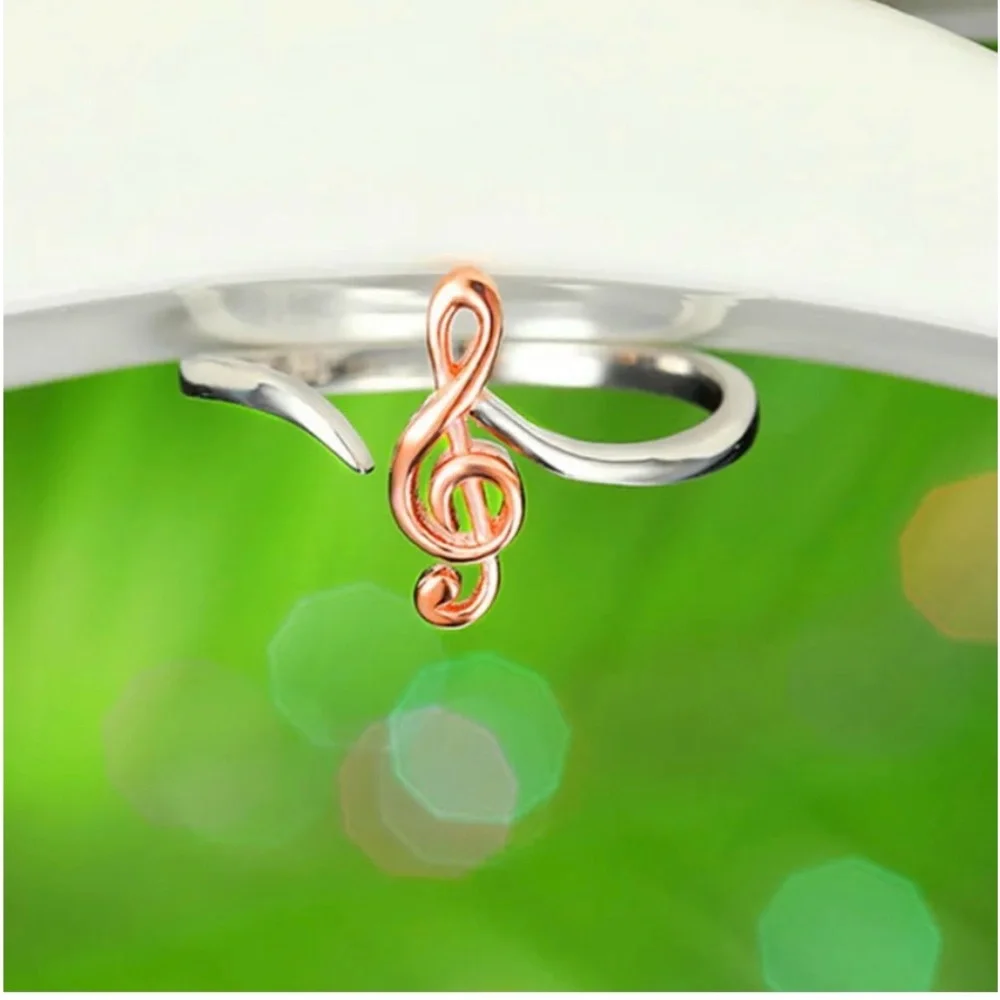 New 14k Rose Gold/925 Sterling Silver Music Clef Ring